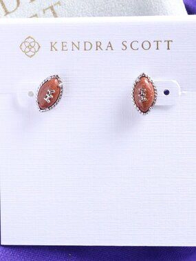 Kendra Scott Football Stud Earrings Orange Goldstone